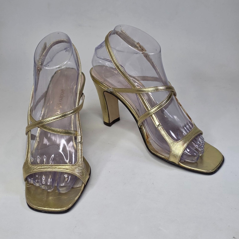 Pedro Garcia Women's Sandals‎ Size 8 B Gold Leather Classic Casual Shoes Spain